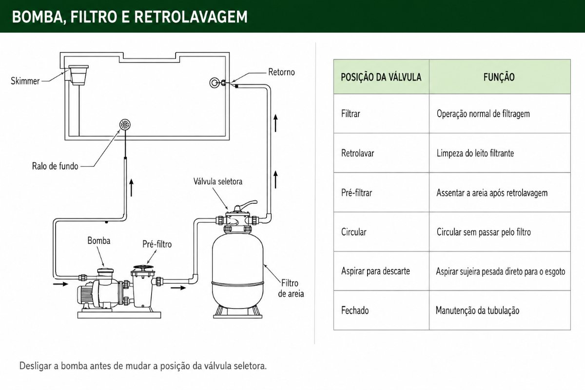 Bomba, Filtro e Retrolavagem